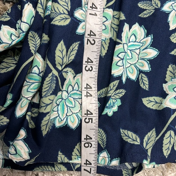 Croft & Barrow Dress Smocked Challis Swing Midi Blue Green Floral Pockets XL - Picture 7 of 7